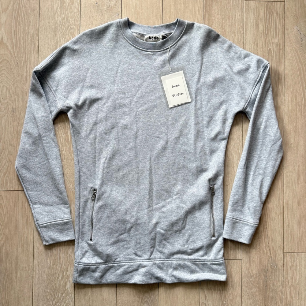 NWT Acne Studios Lorena Zip Pocket Sweatshirt Pullover in Gray Women’s Size XS